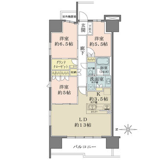 ライオンズ相模原ライズフォートの間取図