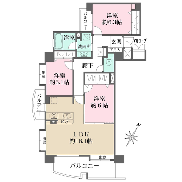 ライオンズガーデンシティ浦和の間取図