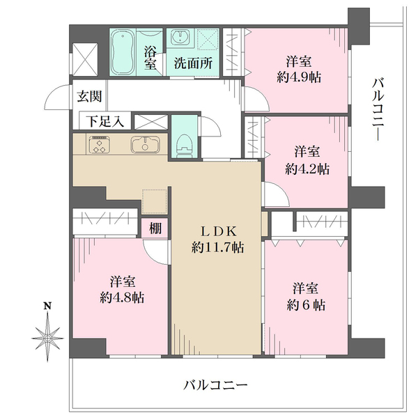 ライオンズマンション東浦和第2の間取図