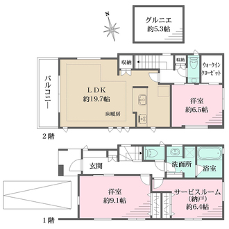 杉並区上荻2丁目　新築戸建　A号棟の間取図