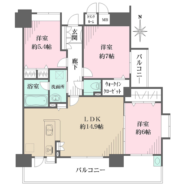 エイルヴィラ宇品神田ツインタワーの間取図