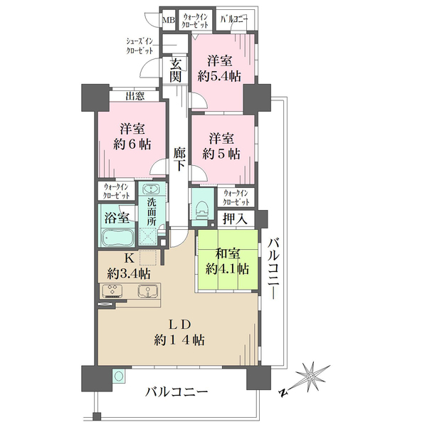 クラース舟入中町の間取図