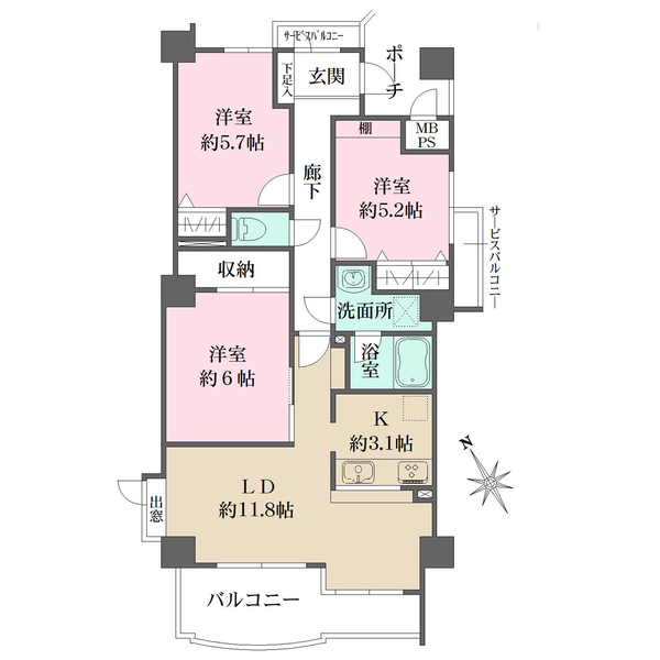 ヒルズ梅が台の間取図