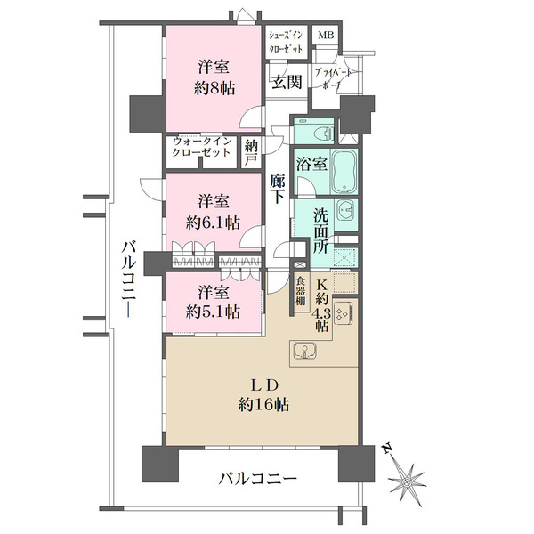 ソシオ　ザ・プライド新白島の間取図