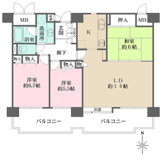 井口台パークヒルズ参番館の間取図