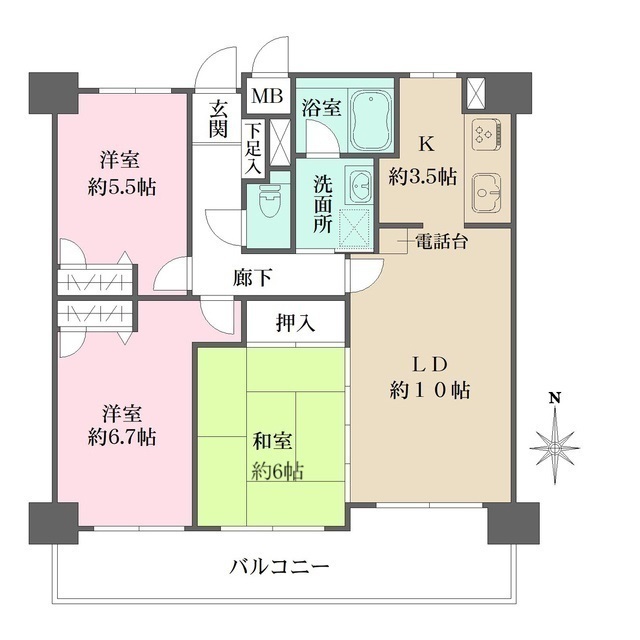 藤和ハイタウン井口参番館の間取図