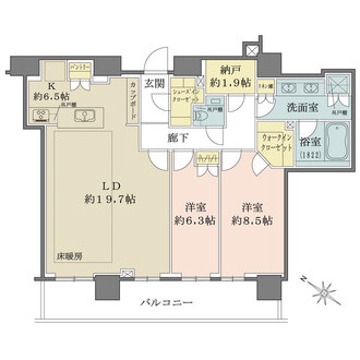 ブリリアタワー西新の間取図