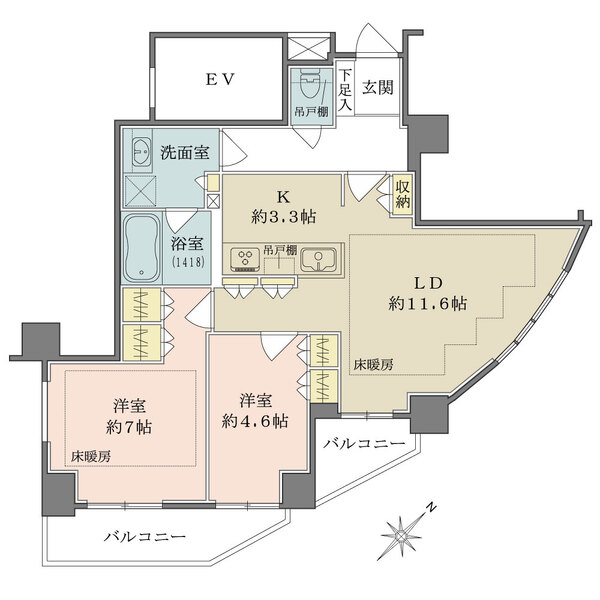 藤和シティホームズ根津の間取図