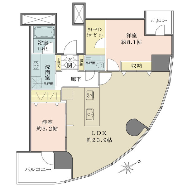 ワテラスタワーレジデンスの間取図