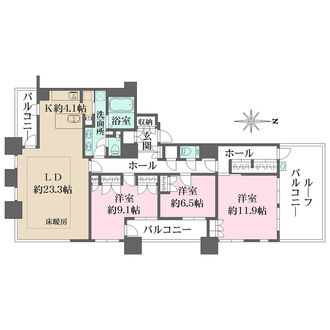 サンウッド三田パークサイドタワーの間取図