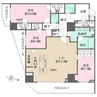 ザ・パークハウスグラン神山町の間取図