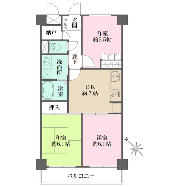ダイアパレス矢向第1の間取図