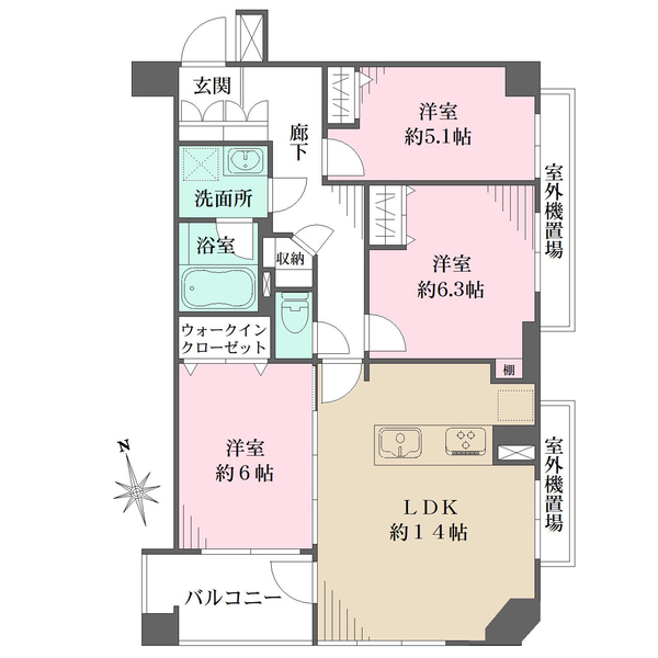 ヒルズ武蔵中原ウエストウィングの間取図