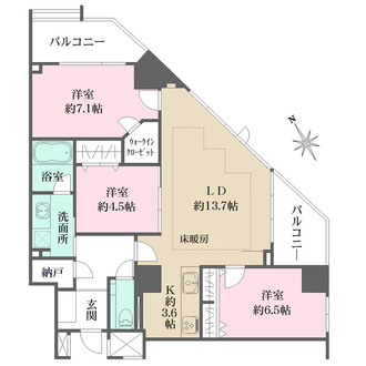 アトラスアリーナ武蔵新城ランドマークコートの間取図
