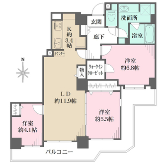 パークシティ新川崎・西三番街の間取図