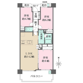矢向第3ダイヤモンドマンションの間取図