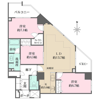 アトラスアリーナ武蔵新城ランドマークコートの間取図