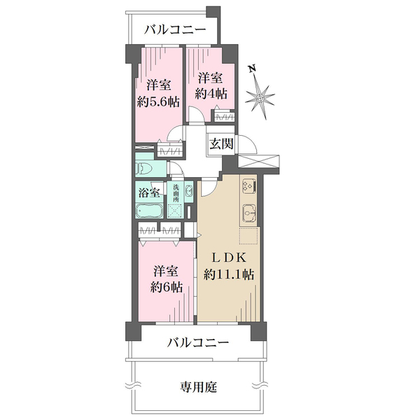 ライオンズマンション杁中ガーデンC棟の間取図