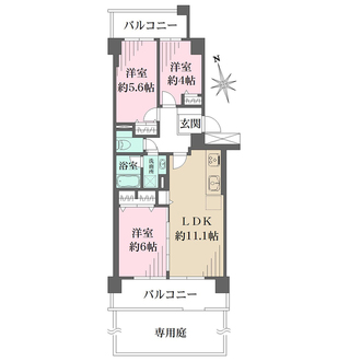 ライオンズマンション杁中ガーデンC棟の間取図