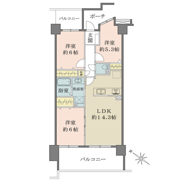 アクアフォレスタ・ルネ稲毛の間取図
