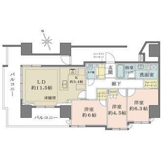 ルフォン市川１丁目ザタワー＆レジデンスの間取図