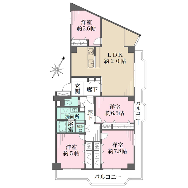千里山田グリーンハイツ弐号棟の間取図