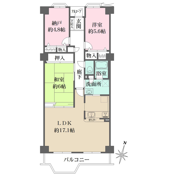 藤和コアティ高槻ハイタウンコアDの間取図