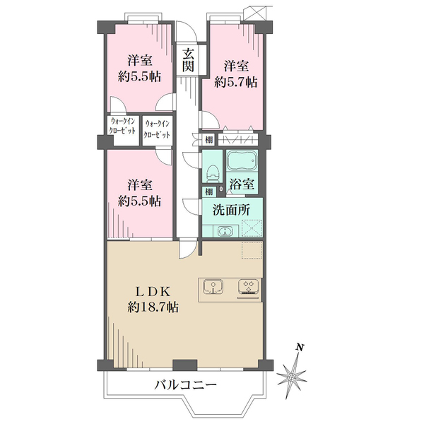 藤和コアティ高槻ハイタウンB棟の間取図
