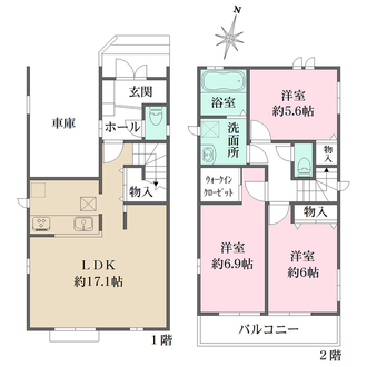 豊中市服部西町３丁目新築戸建　1号棟の間取図