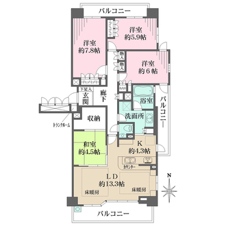 ルネブラン・クール北千里古江台の間取図