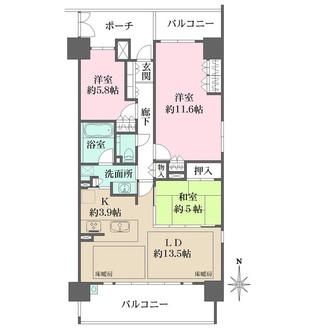 ル・サンク南千里ローレルコートの間取図