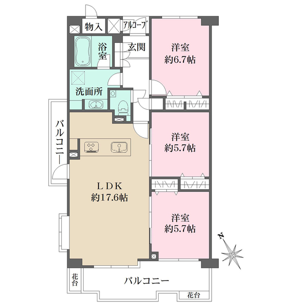 フロイデ城北の間取図