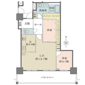 アミング潮江ウエスト2番館の間取図