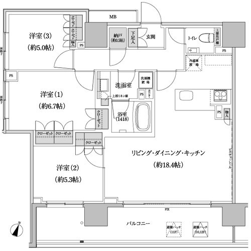 パークハビオ渋谷本町レジデンスの間取図