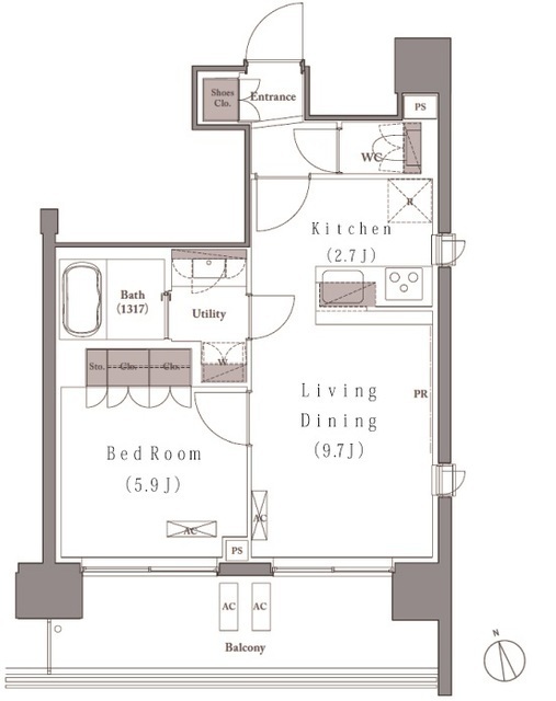 プレジリア新富町の間取図