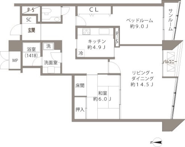 ＳｈｉｂａｕｒａＣｒｙｓｔａｌ　品川レジデンスの間取図