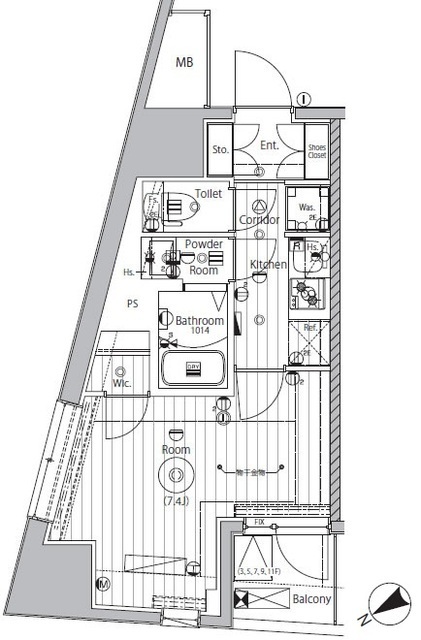プロスタイルウェルス西早稲田の間取図