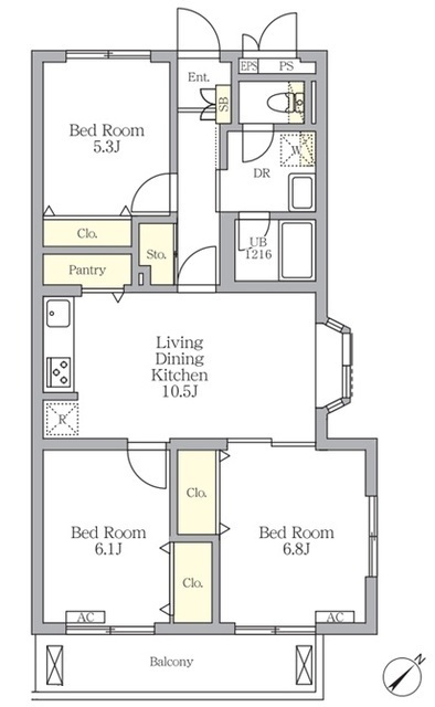 メゾンカルム中落合Ｎｏｒｔｈの間取図