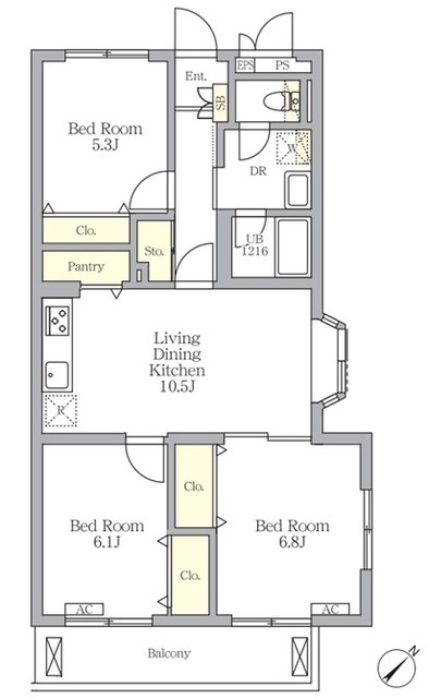 メゾンカルム中落合Northの間取図