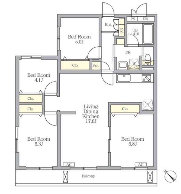 メゾンカルム中落合Ｎｏｒｔｈの間取図