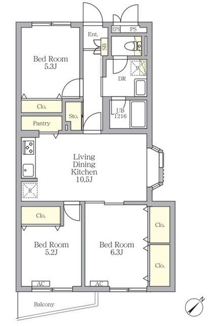メゾンカルム中落合Ｓｏｕｔｈの間取図