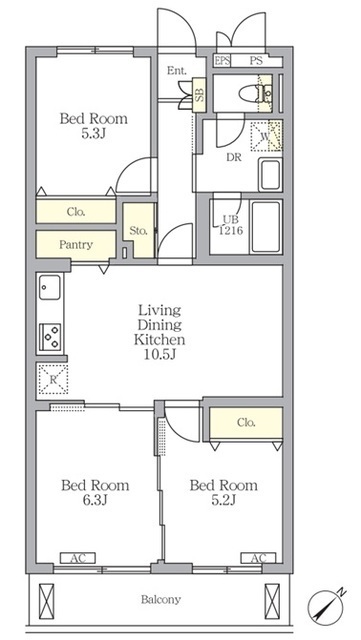 メゾンカルム中落合Southの間取図