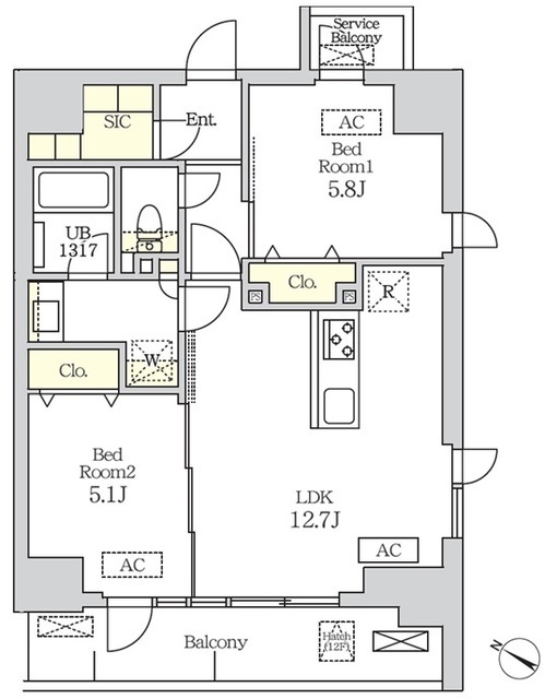 コスモグラシア新宿西早稲田の間取図