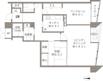 ＳｈｉｂａｕｒａＣｒｙｓｔａｌ　品川レジデンスの間取図