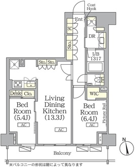 ザ・パークハビオ神楽坂レジデンスＳｏｕｔｈの間取図