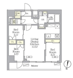 ＮＯＧＡＴＡ　ＲＥＳＩＤＥＮＣＥの間取図