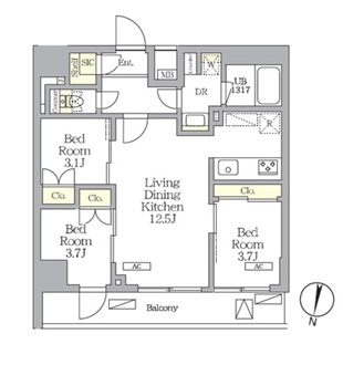 ＮＯＧＡＴＡ　ＲＥＳＩＤＥＮＣＥの間取図