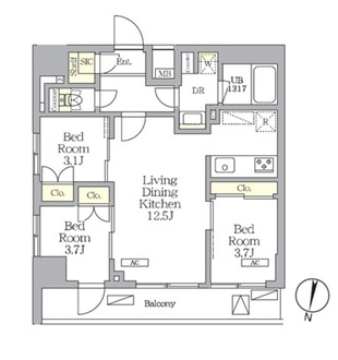 ＮＯＧＡＴＡ　ＲＥＳＩＤＥＮＣＥの間取図
