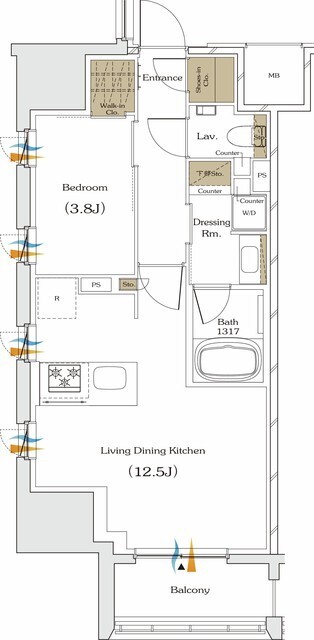 ザ・パークハビオ谷町六丁目クロスの間取図
