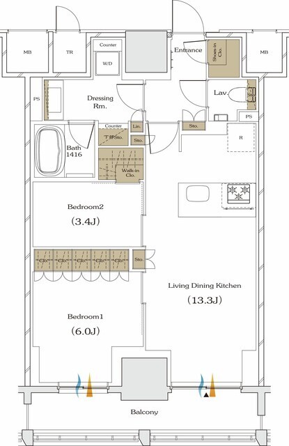 ザ・パークハビオ谷町六丁目クロスの間取図